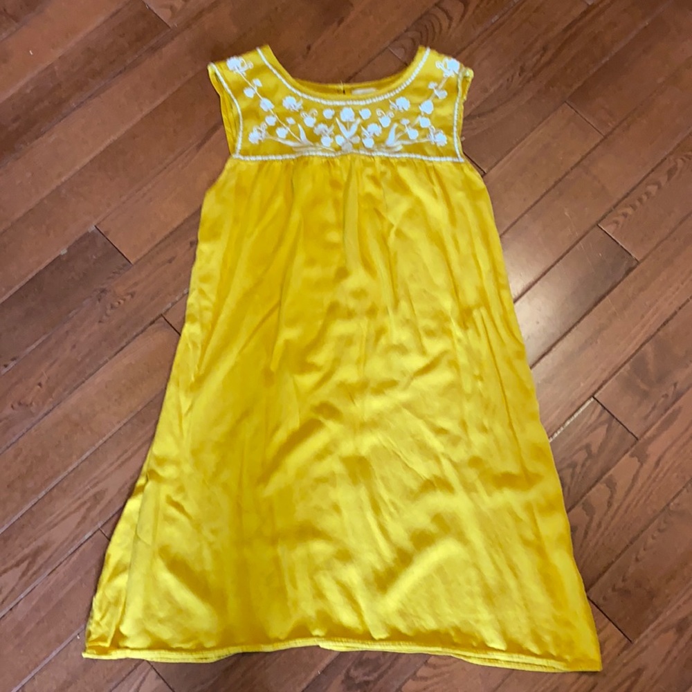 Old Navy yellow embroidered A-line dress